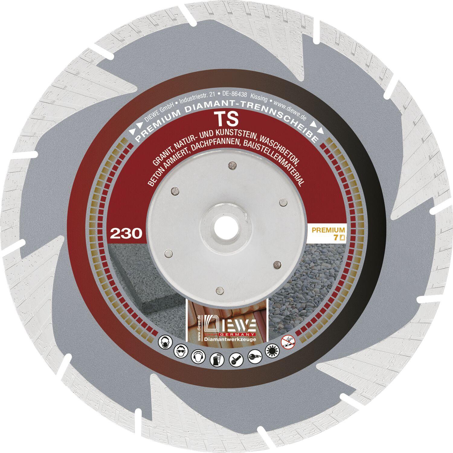 Diewe, Sägeblatt, Diamant Trennscheibe TS 230mm - Handtrennscheibe für Stein und Beton