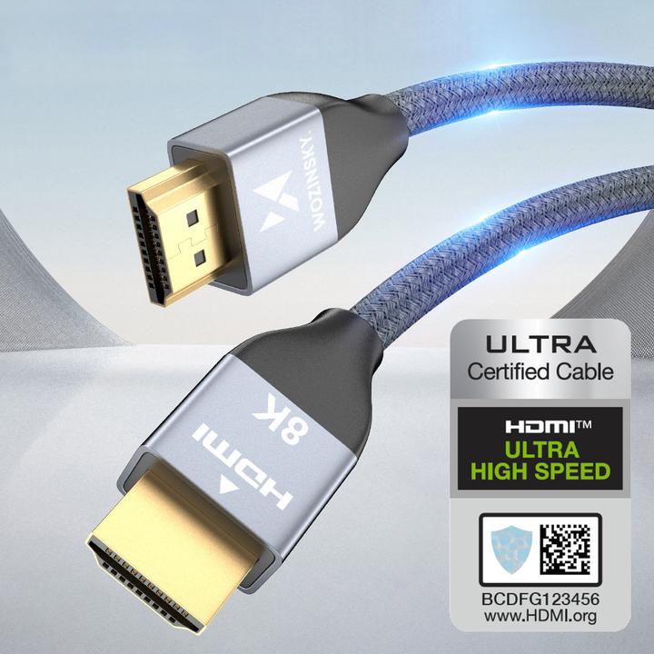 Immagine prodotto Wozinsky cavo HDMI 2.1 8K 60 Hz 48 Gbps / 4K 120 Hz / 2K 144 Hz 5 m Argento (WHDMI-50) (5 m, HDMI, 2.1)