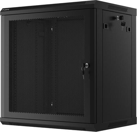 Produktbild Lanberg Nástěnná jednodílná skříň 19", 12U/600x450, (v rozloženém stavu), perforované dveře, černá (12 HE, 19 Zoll Rack)