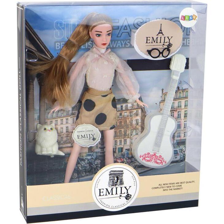 Lean Toys Leantoys Lalka Dla Dzieci Emily z Gitar? Okulary D?ugie Blond W?osy Kotek