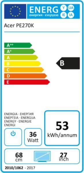 Energie-Label Acer ProDesigner PE270K (3840 x 2160 Pixel, 27")