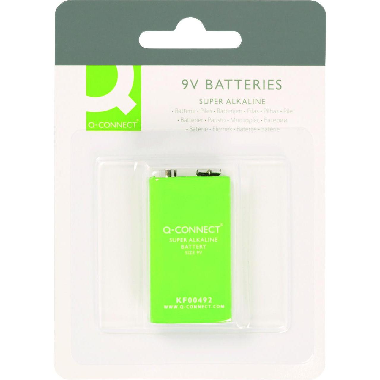 Q-Connect Alkaline Batterien (1 Stk., 9V Block, 590 mAh), Batterien + Akkus