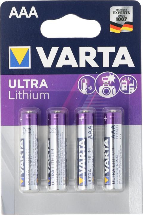 Produktbild Varta Lithium Batterie AAA, Micro, FR03, 6103, Ultra Lithium, 1,5V, 4er-Blister (4 Stk., AAA, 1100 mAh)