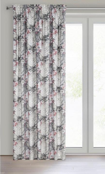 Immagine prodotto Eurofirany Tenda LUCIA finita in velluto, decorata con un bellissimo motivo floreale, color crema, rosso scuro (140 x 270 cm)