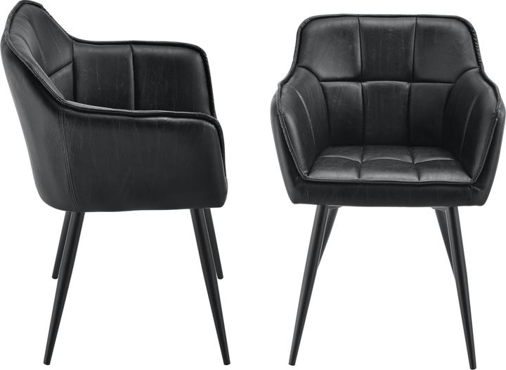 Produktbild En.Casa Esszimmerstuhl 2er Set Birmingham Schwarz