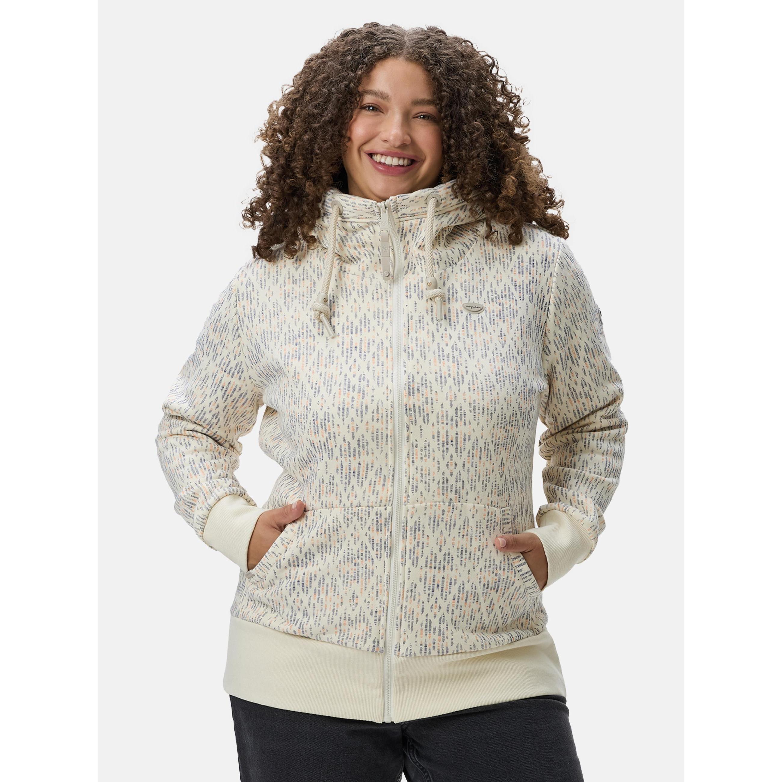 Ragwear, Damen, Pullover, Neska Print Zip Plus, Beige, (44)