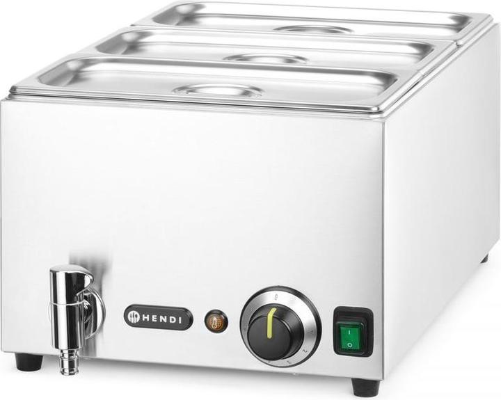 Immagine prodotto Hendi Set: Bagnomaria Ranger con rubinetto di scarico + 3x contenitori GN 1/3 con coperchio,, GN 1/1