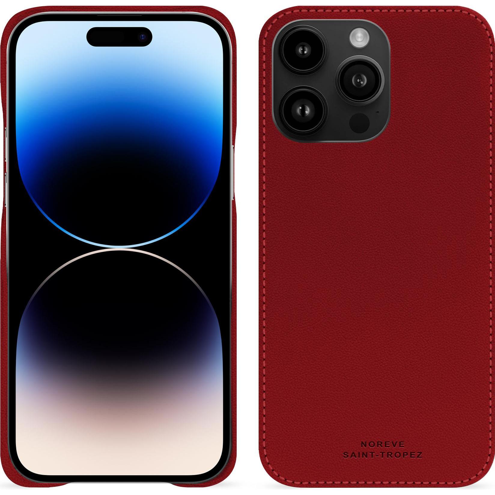 Noreve Lederschutzhülle (Apple iPhone 15 Pro Max), Smartphone Hülle, Rot