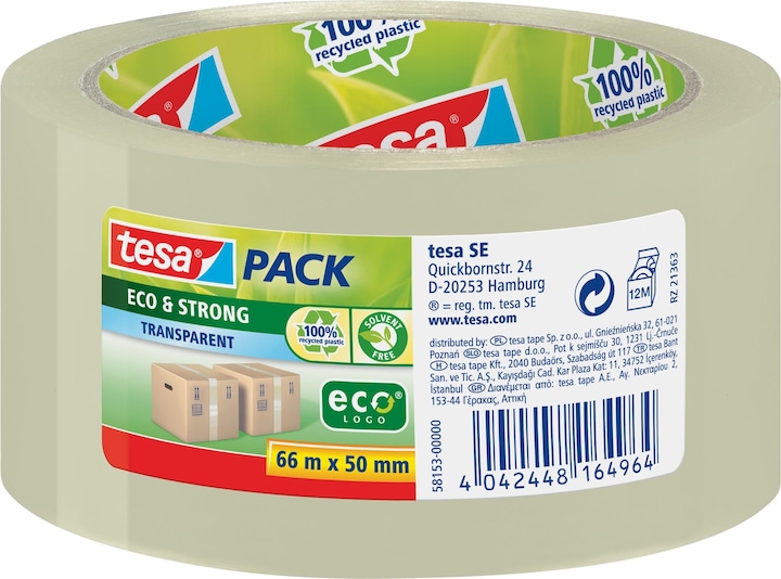Produktbild tesa tesapack ECO & STRONG Paketband - Umweltschonendes Packband aus 100 % recyceltem Kunststoff (50 mm)