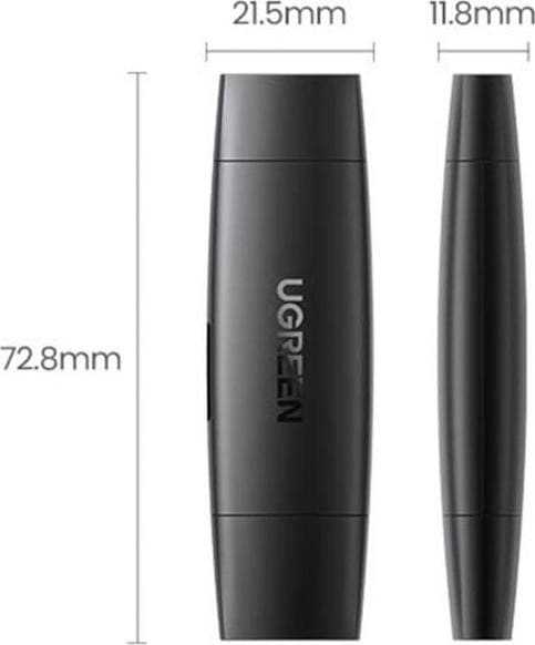 Immagine prodotto Ugreen CM304 Adattatore USB + USB-C Lettore di schede SD + microSD (nero) (USB-C)