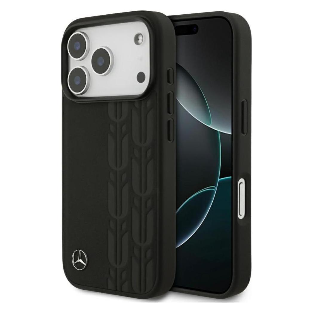Mercedes Leather Laurel Leaves MagSafe Case For IPhone 17 Pro Black (Apple IPhone 17 Pro), Smartphone Hülle, Schwarz