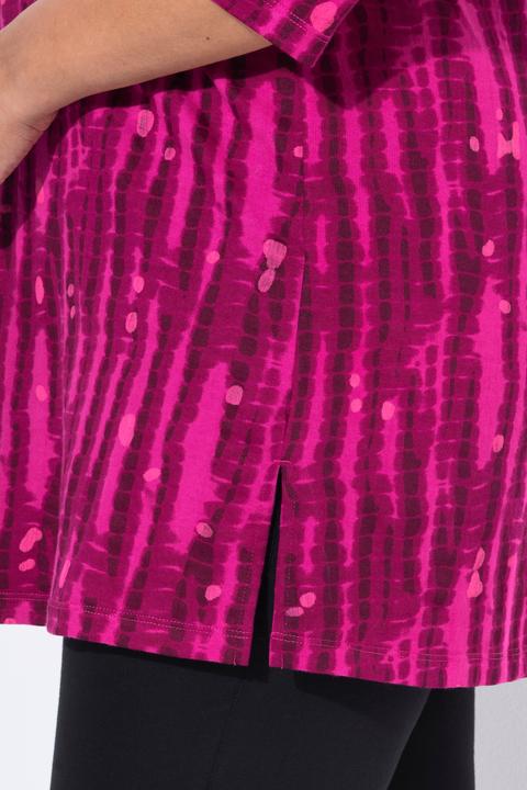Produktbild Ulla Popken Longshirt, Batikmuster, A-Linie, V-Ausschnitt, 3/4-Arm (56)