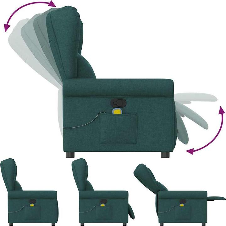 Immagine prodotto vidaXL Poltrona massaggiante Tessuto verde scuro Poltrona massaggiante TV