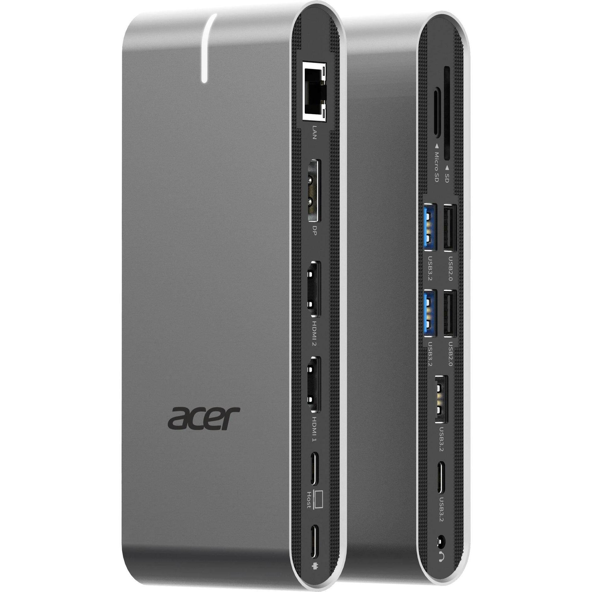 Acer 15-in-1 Typ-C Docking (USB-C, 15 Ports), Dockingstation + USB Hub, Silber