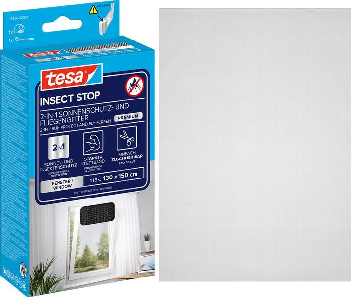 Actual product image tesa Insect screen COMFORT for windows, with Velcro tape, self-adhesive, without drilling (130 x 150 cm)