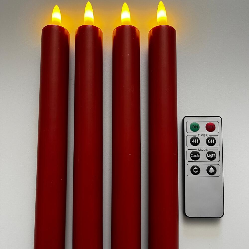 FHS, LED Kerzen, LED-Kerzen rot 4er-Set (4 x)