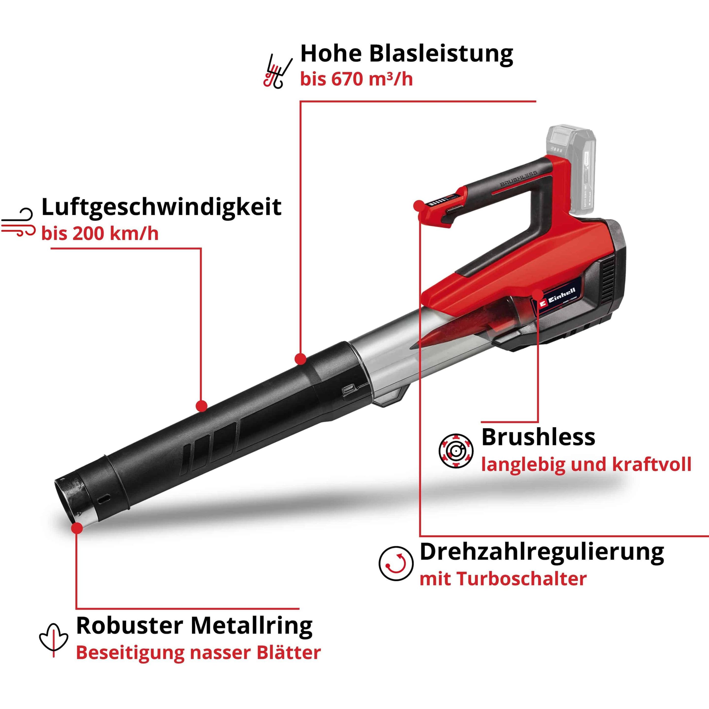 Thumbnail - Einhell, Laubsauger + Laubbläser, GP-LB 18/200 Li E-Solo PowerX-Change (Akkubetrieb, Laubbläser)