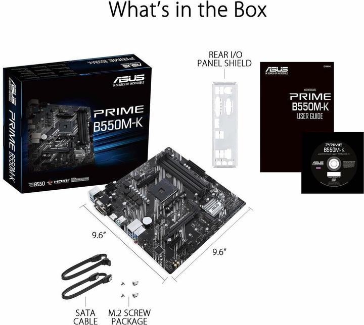 Actual product image ASUS PRIME B550M-K (AM4, AMD B550, mATX)
