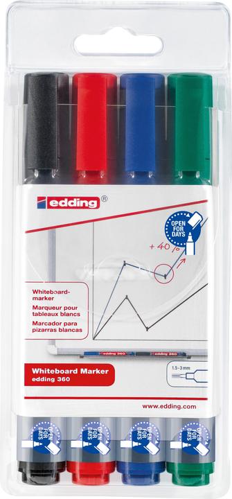 Immagine prodotto Edding Marcatori per lavagne bianche 360 (Multicolore, 3 mm, 4 x)