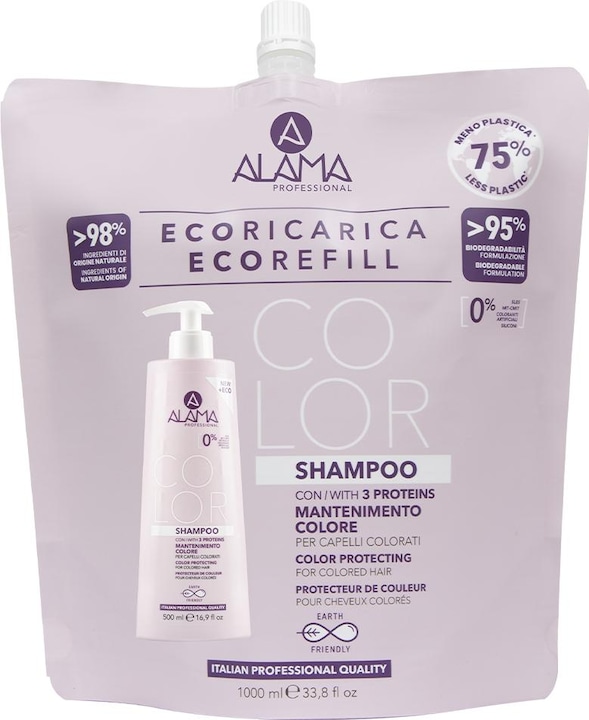 Alama Professional Color Shampoo Eco Refill 1000ml (1000 ml, Liquid shampoo)