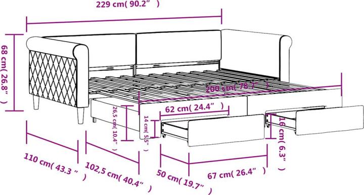 Produktbild vidaXL ausziehbares Tagesbett