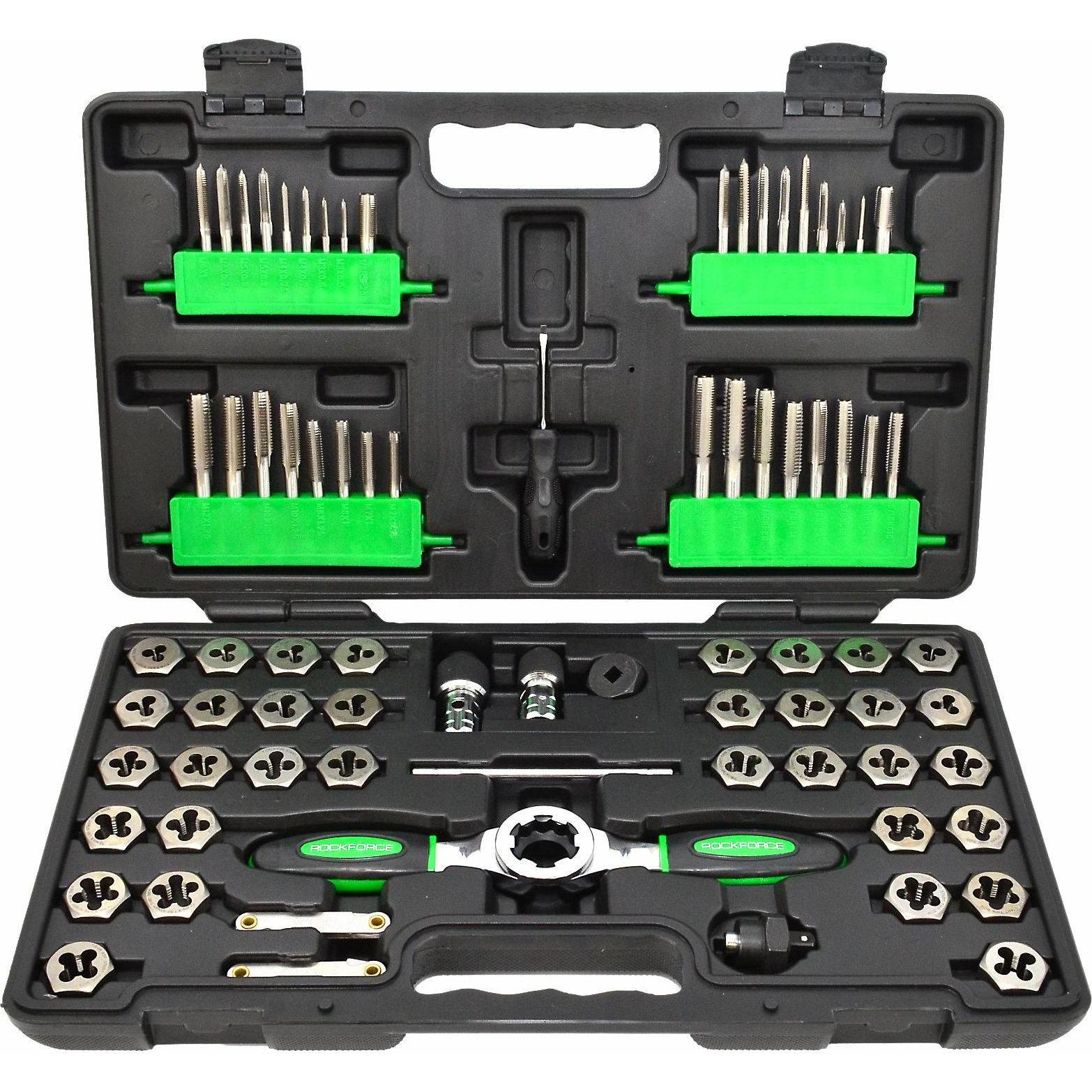 Rockforce, Maschi + Giramaschi, Gewindebohrer- und Schneideisensatz 76-teilig.