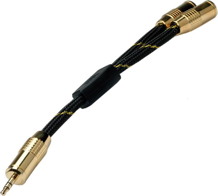 Produktbild Roline GOLD 3.5mm Cableadapter. 1xM. 2xF. 15cm (0.15 m, 3.5mm Klinke (AUX))