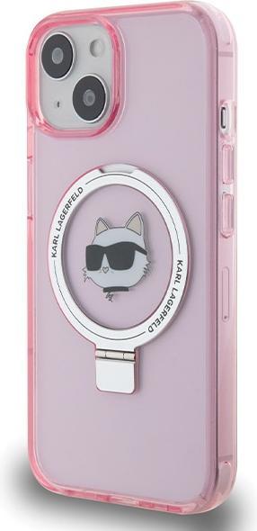 Produktbild Karl Lagerfeld KLHMP15SHMRSCHP iPhone 15 6.1" różowy/pink hardcase Ring Stand Choupette Head MagSafe (Apple iPhone 15)