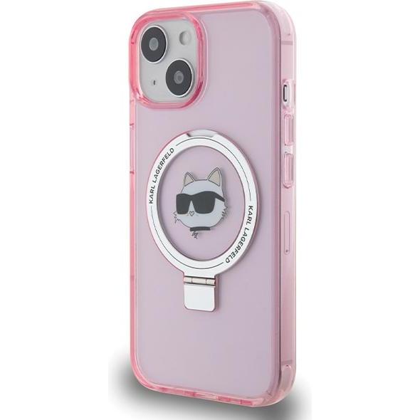 Thumbnail - Karl Lagerfeld KLHMP15SHMRSCHP iPhone 15 6.1" różowy/pink hardcase Ring Stand Choupette Head MagSafe (Apple iPhone 15), ...