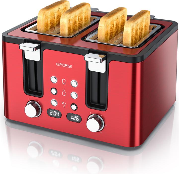 Produktbild Arendo Toaster 4 Scheiben Kurzschlitz, Wärmeisolierendes Doppelwandgehäuse, Edelstahl, Automatik, 1750 W