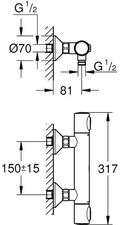 Produktbild Grohe Duscharmatur Precision Flow Thermostat 1/2″, Chrom