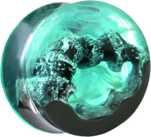 Image du produit Star Piercing Flared Plug grotte époxy vert (sans laiton, Organique)