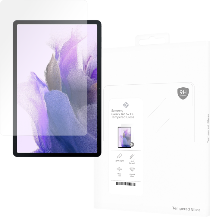 Cazy Protective glass compatible with Samsung Galaxy Tab S7 FE screen protector tempered glass - 2 pieces (2 Piece, Galaxy Tab S7 FE)