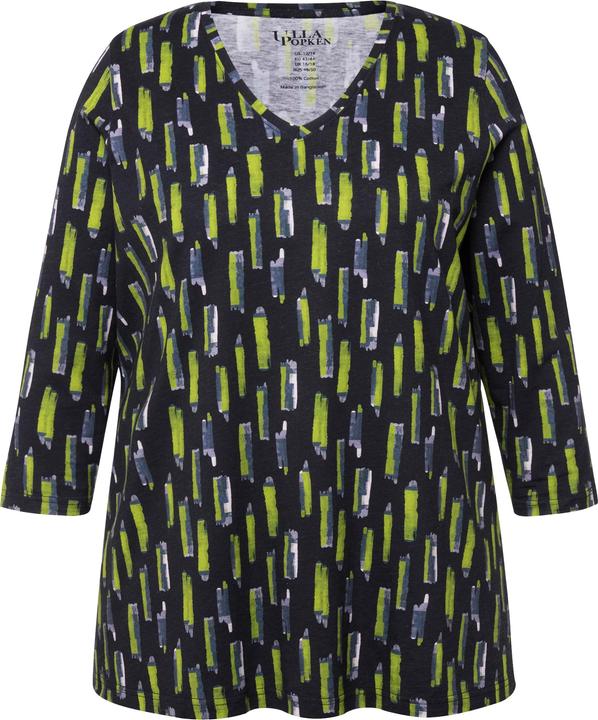 Actual product image Ulla Popken Graphic Print 3/4 Sleeve A-Line Tee (68)