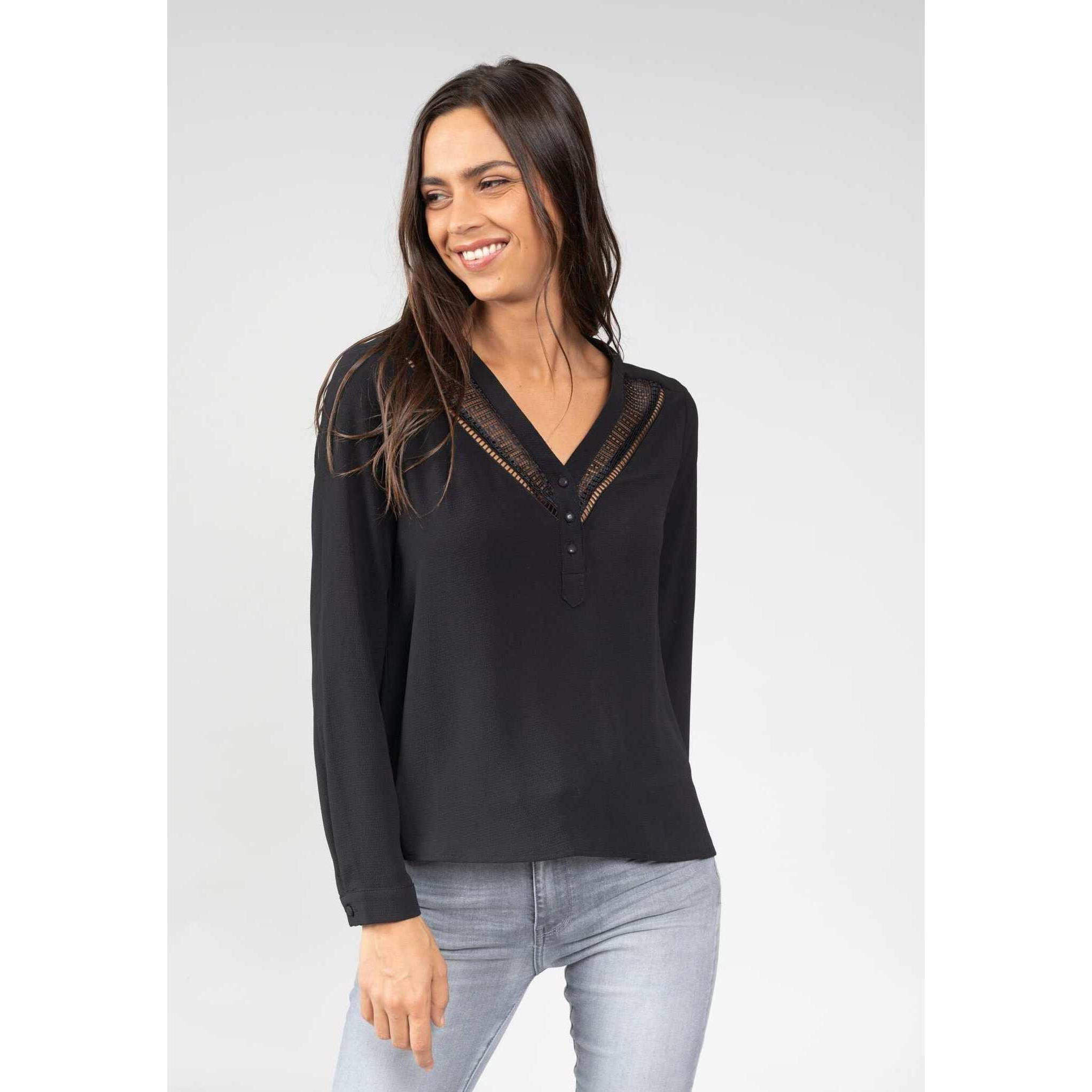 Deeluxe, Damen, Bluse, daenhed valeria, Schwarz, (M)