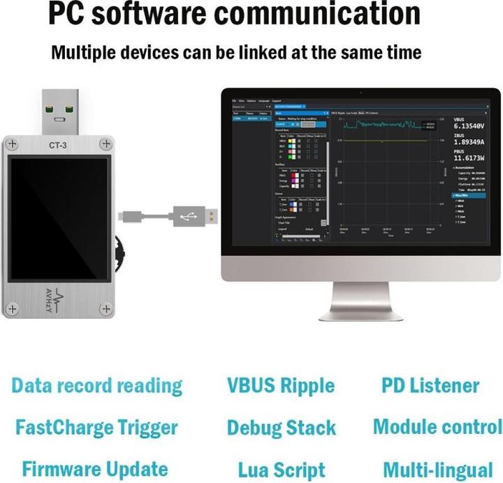 Produktbild PowerGuard AVHzY CT-3 USB Power Meter Tester (Kabeltester)
