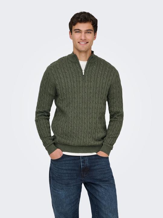 Produktbild Only & Sons Onsloui Reg 12 Cabel Half Zip Knit Noos (XXL)