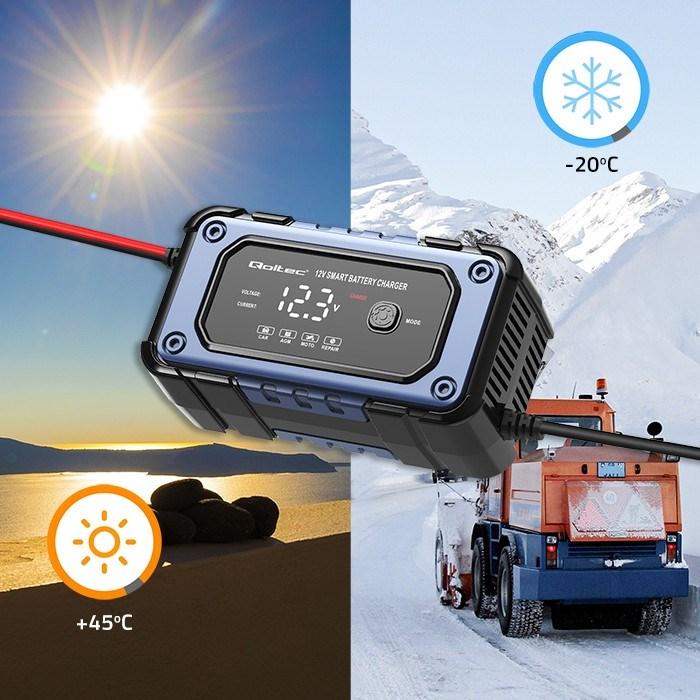 Produktbild Qoltec Prostownik do akumulatora z funkcją naprawy | Inteligentna mikroprocesowa ładowarka| 12V | (12V, 6 A)