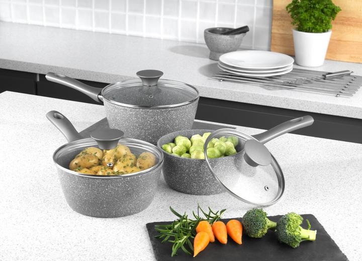 Immagine prodotto Salter BW02986G1EU7 Marblestone 3-Piece Saucepan Set - 16/18/20cm (Pentola)