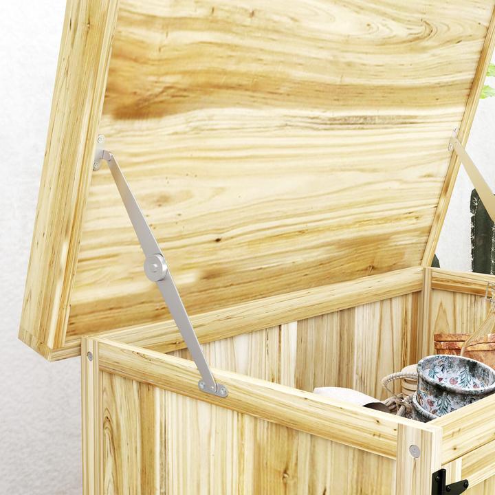 Produktbild Outsunny Gartenschrank Tannenholz, Edelstahl Naturholz