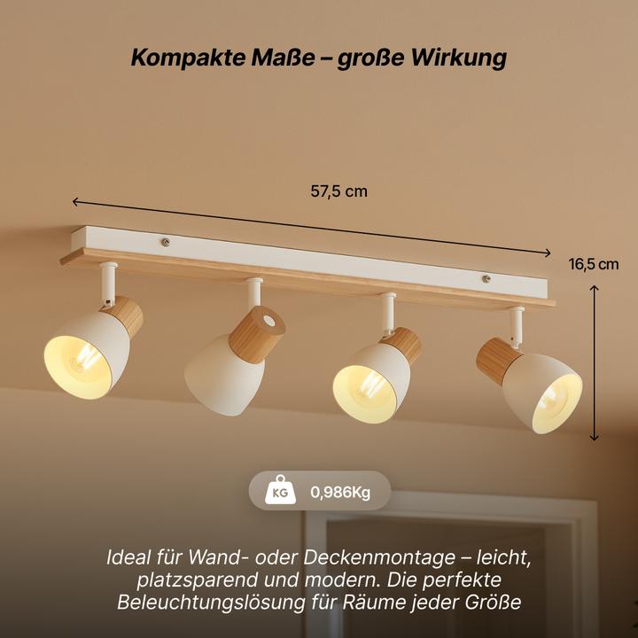 Produktbild Brilliant Daintree Spotbalken 4flg weiss/natur Mass: 16.5x57.5 (E14)