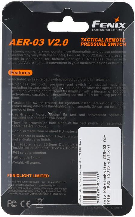 Actual product image Fenix Cable switch AER-03 for TK16, TK32