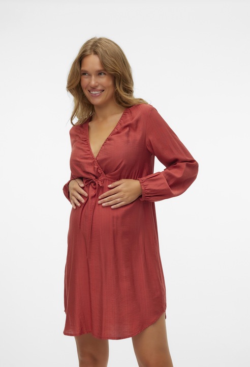 Image du produit Mamalicious Coupe normale Col en V Poignets élastiques Robe courte (M)