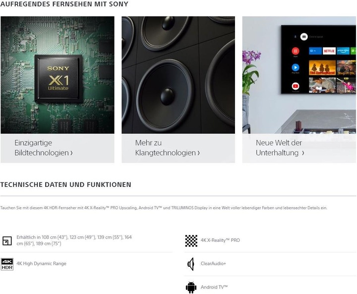 Image du produit Sony KD55XG8096 (55", LCD, 4K, 2019)