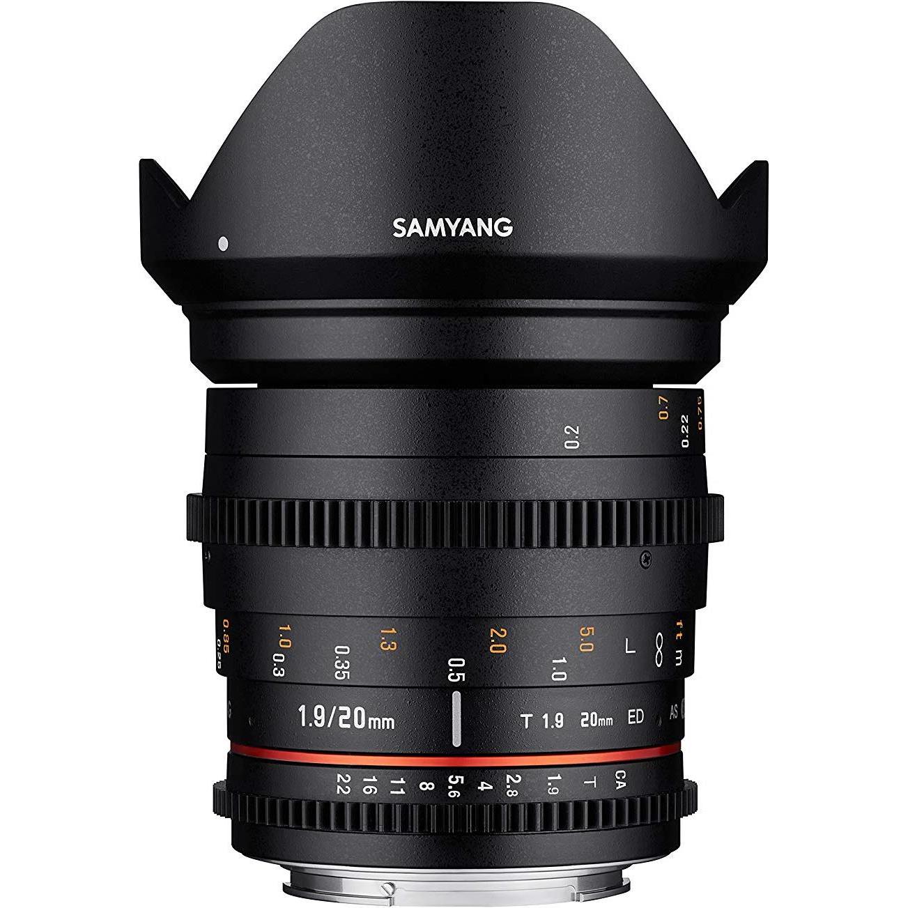 Samyang 20mm T1.9 VDSLR MFT (Micro Four Thirds, Full frame), Obiettivo, Nero