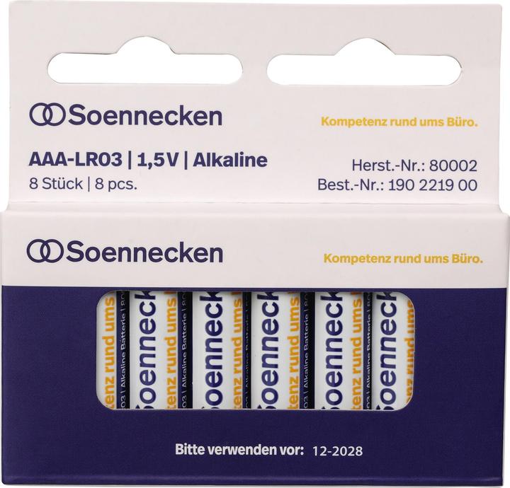 Soennecken Batterie 80002 Micro AAA LR03 1.5 V 8 St./Pack - Batterie - Micro (AAA) (8 Stk., AAA)