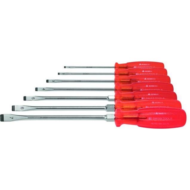 PB Swiss Tools, Schraubenzieher, Schraubendreher-Satz, mit "Multicraft"-Kraftheft, 7-teilig (Schlitzschrauben)