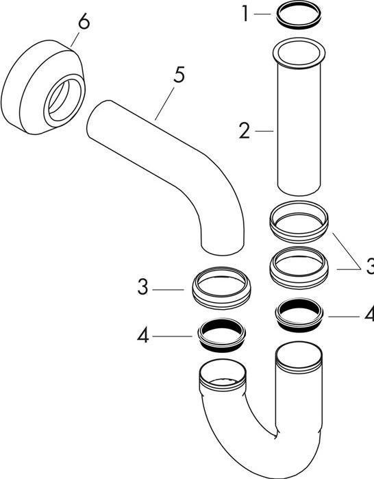 Actual product image hansgrohe HG tube siphon installation-friendly chrome (Tube siphon, 1 1/4")