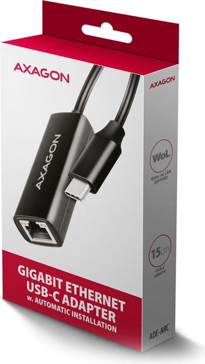 Image du produit Axagon ADE-ARC, USB-C 3.2 Gen 1 - Gigabit Ethernet s????ov?? karta, Realtek 8153, auto-installation (USB-C)