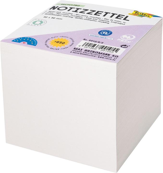 Folia Notepad white 9.0 x 9.0 cm, approx. 700 sheets, 1 pack (9 x 9 cm)